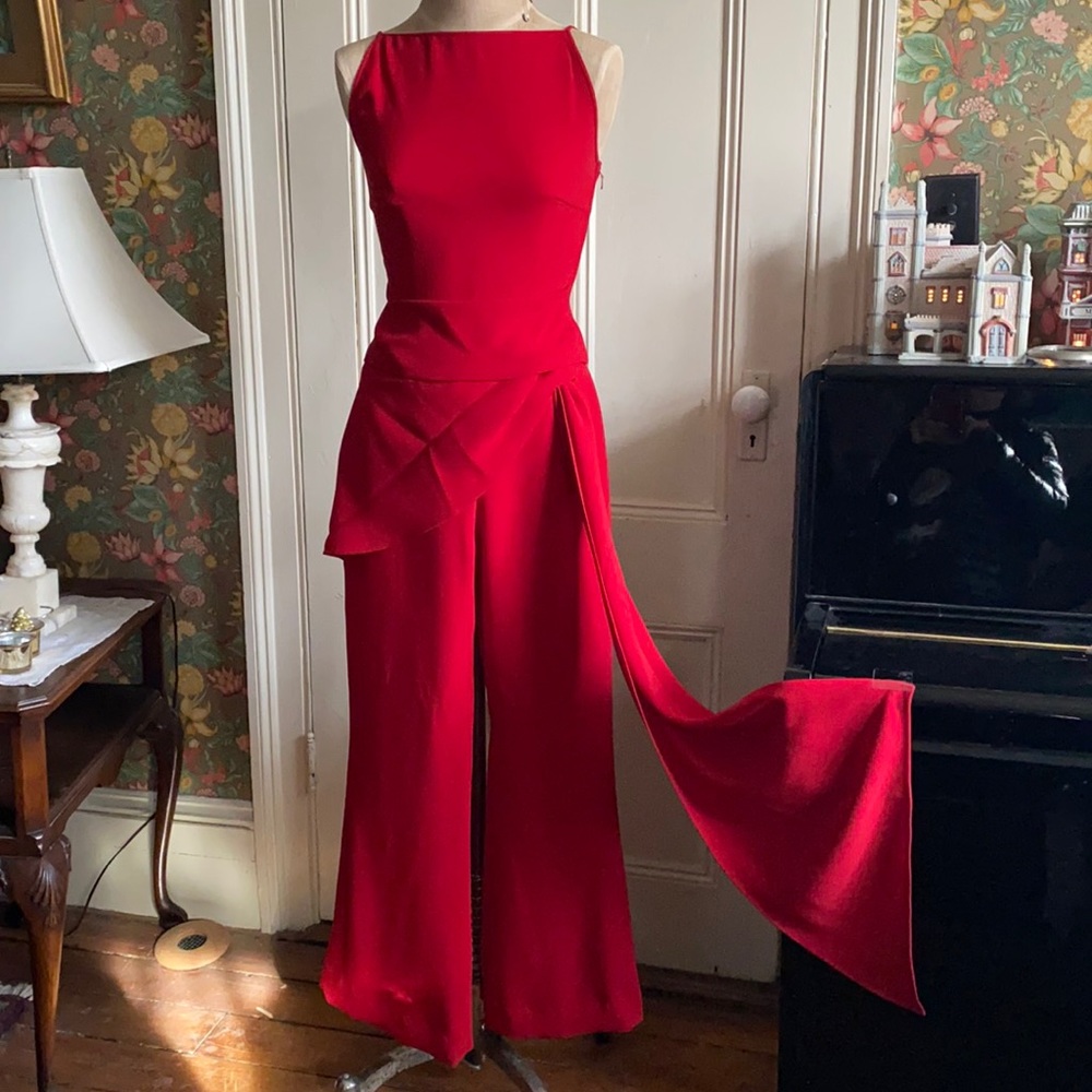 Elle Saab Designer  2piece asymmetric draped pant and cami set